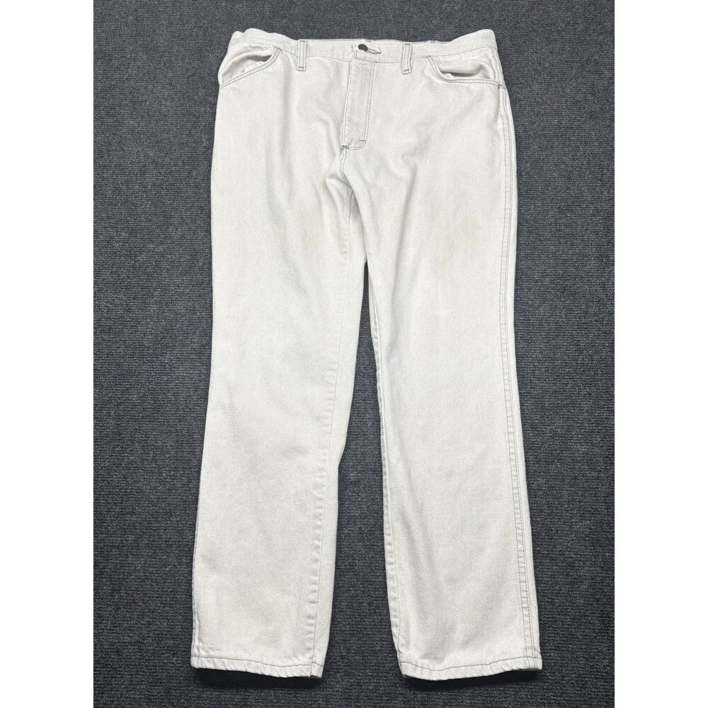 Vintage Rustler Jeans Mens 38x30 White Gray 87621 Straight Leg Denim Made In USA